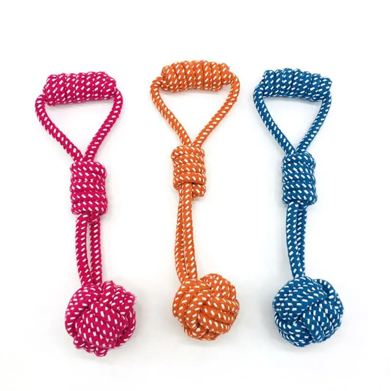 

1pc Dog Rope Ball Toy Knot Puppy Chew Teething Toys Teeth Cleaning Pet For Small Medium Large Dogs Toys Random Color