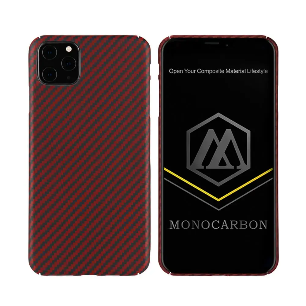 Red MONOCARBON арамидное волокно чехол для iPhone 11 Pro 5,8 ''11 6,1'' 11 Pro 6,5 ''с 4 Сторон защиты Тонкий чехол - Цвет: Red