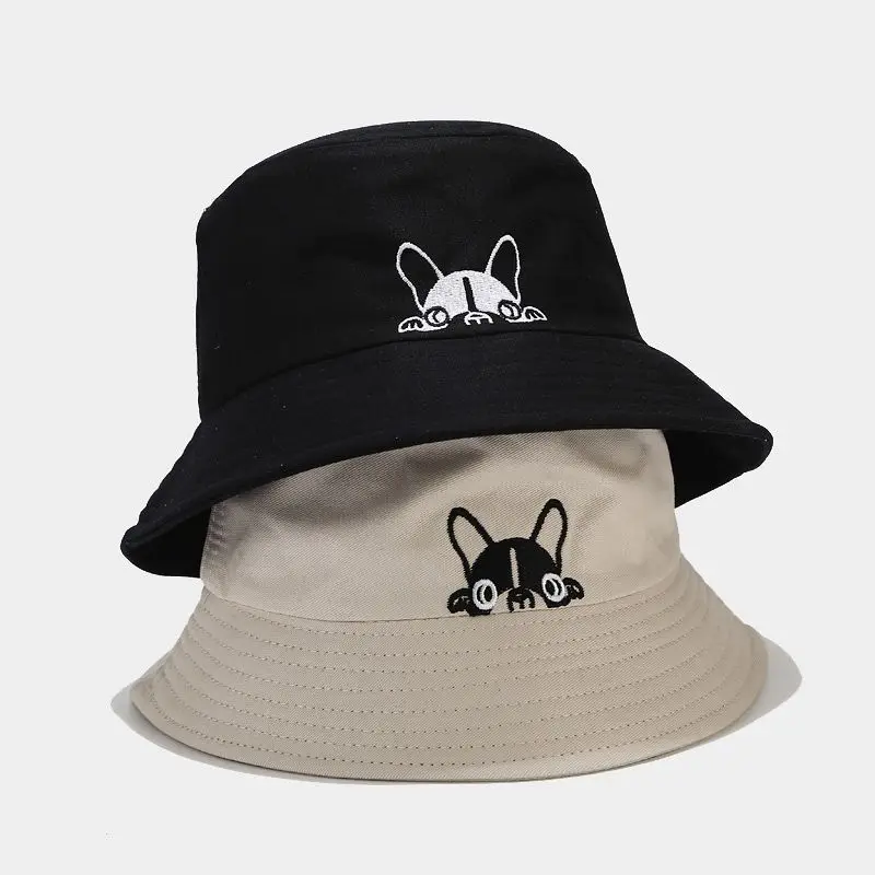 

Casual Sun Hat Cartoon Cute Bucket Hat Men Women Dog Bob Hip Hop Cap Summer Panama Black Fold Fishing Hat