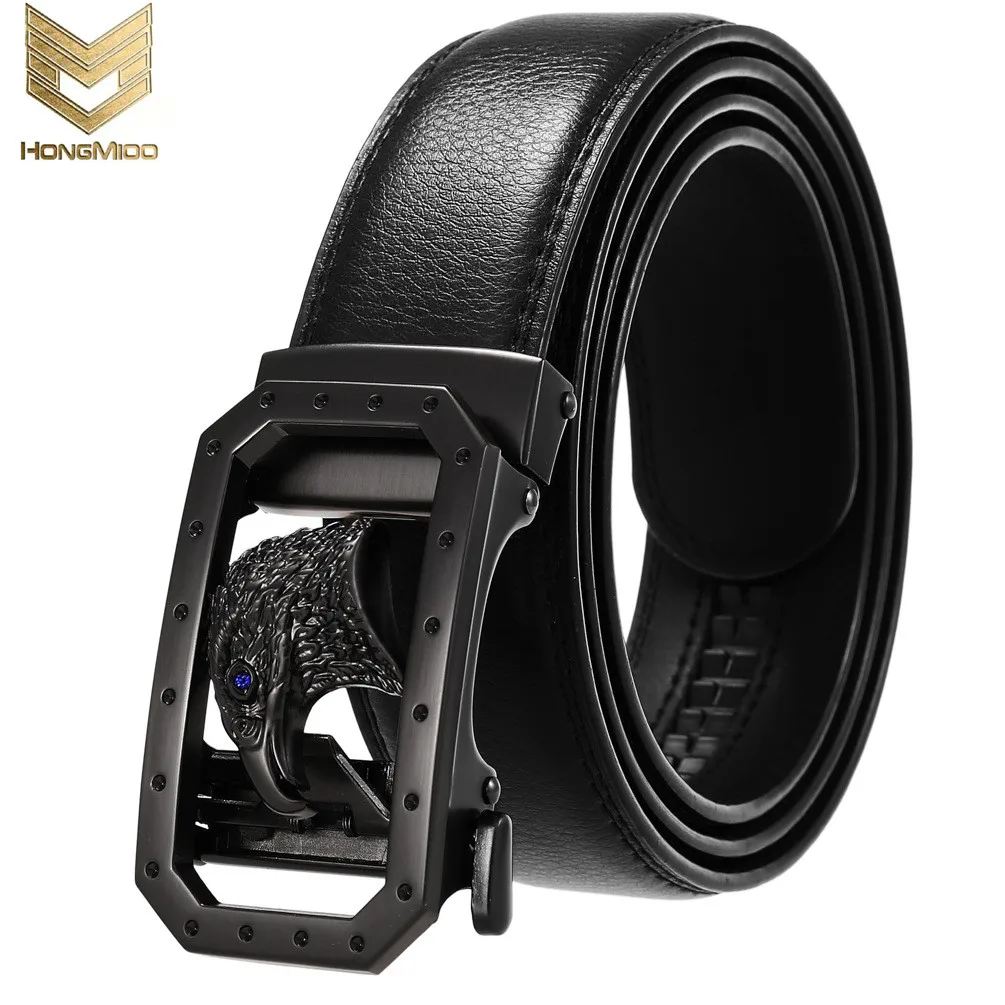 

Designer Buckle Genuine Cow Leather Belts For Men Luxury Gift Formal Ceinture Homme Business Cowboy Waistband Trouser Ratchet