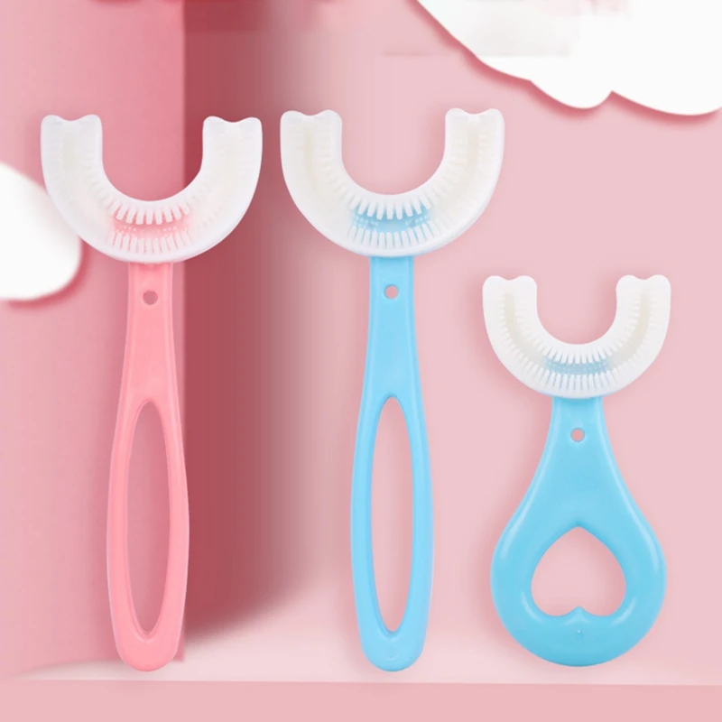 

U Shaped Toothbrush Soft Silicone Brush Head 360 Degree Oral Teeth Cleaning For Toddlers Kids Oral Care Bathroom Accessories