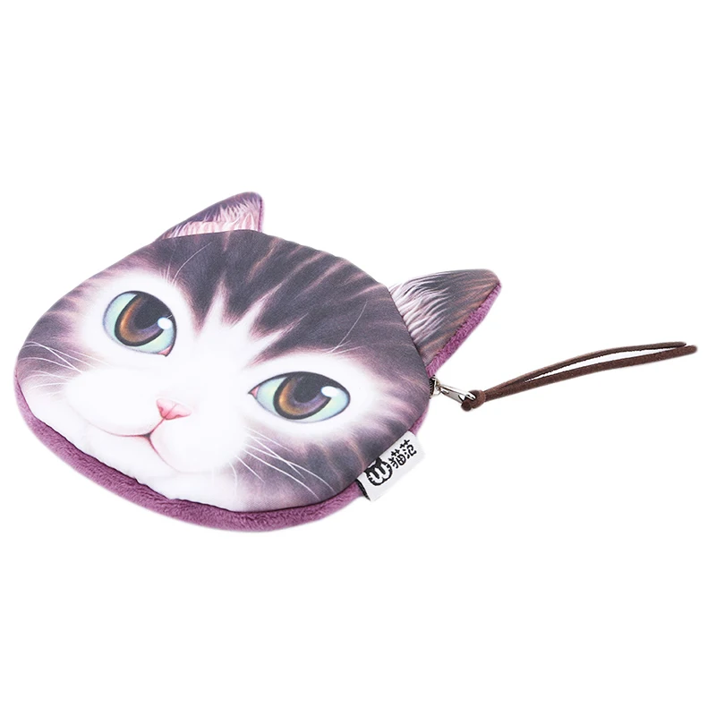 3D кошелек для девочек женская сумочка на молнии мини милый кот кошельки монет