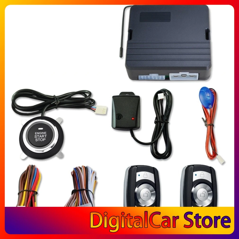 

Car Keyless Entry Engine Start Alarm System Push Button Remote Starter Stop Auto Car Alarm Accessories With 2 Keys
