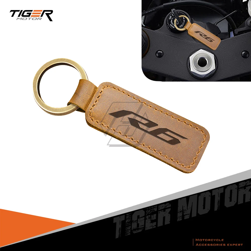 

For Yamaha R6 YZF-R6 New Logo Motorcycle Keychain Cowhide Key Ring