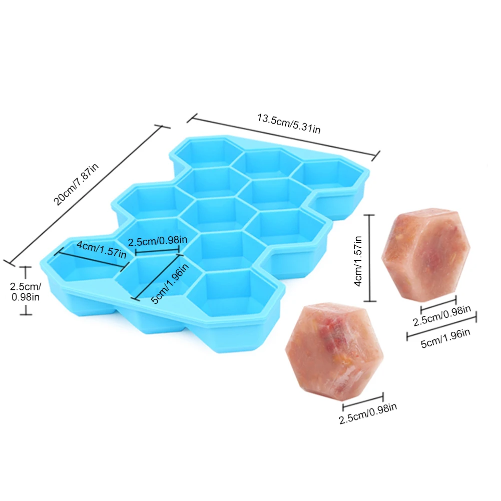

Soft Silicone Ice Cube Trays(2pcs) 13-Cube and 37-Cube Honeycomb Ice Cube Mold with Lid for Whiskey