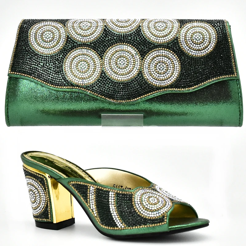 Новейшие африканские туфли и сумки золотого цвета комплект из итальянской обуви