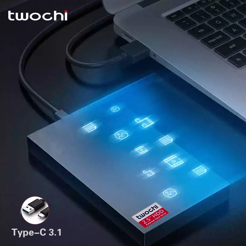 TWOCHI ''2TB Super External Hard Drive Disk Type-c3.1 HDD PC, Mac,Tablet, Xbox, PS4, PS5, TV   HD External Disk USB Flash Drive