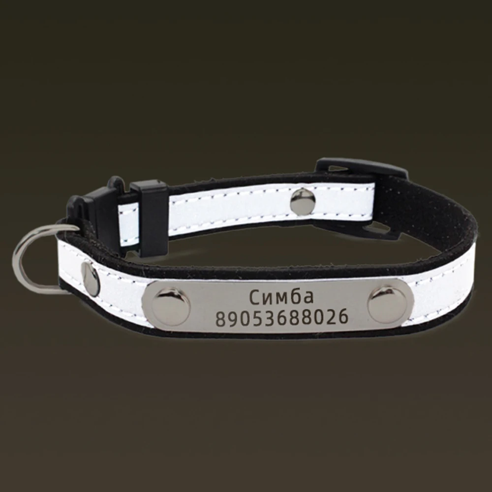 

Personalized Cat Lettering Collar Reflective Pet Collars With Engraved Name Phone Number ID Tag For Small Dogs Kitty Neckband