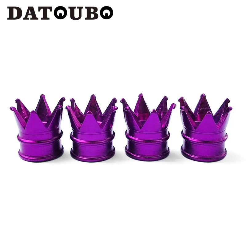 4 pcs of purple DATOUBO, 4 шт., Новое поступление, цветная алюминиевая коронка, автомобильная велосипедная шина, крышка клапана s, воздушный клапан, пылезащитная крышка s, грузовик, велосипедное колесо, крышка Trye - Цвет: 4 pcs of purple