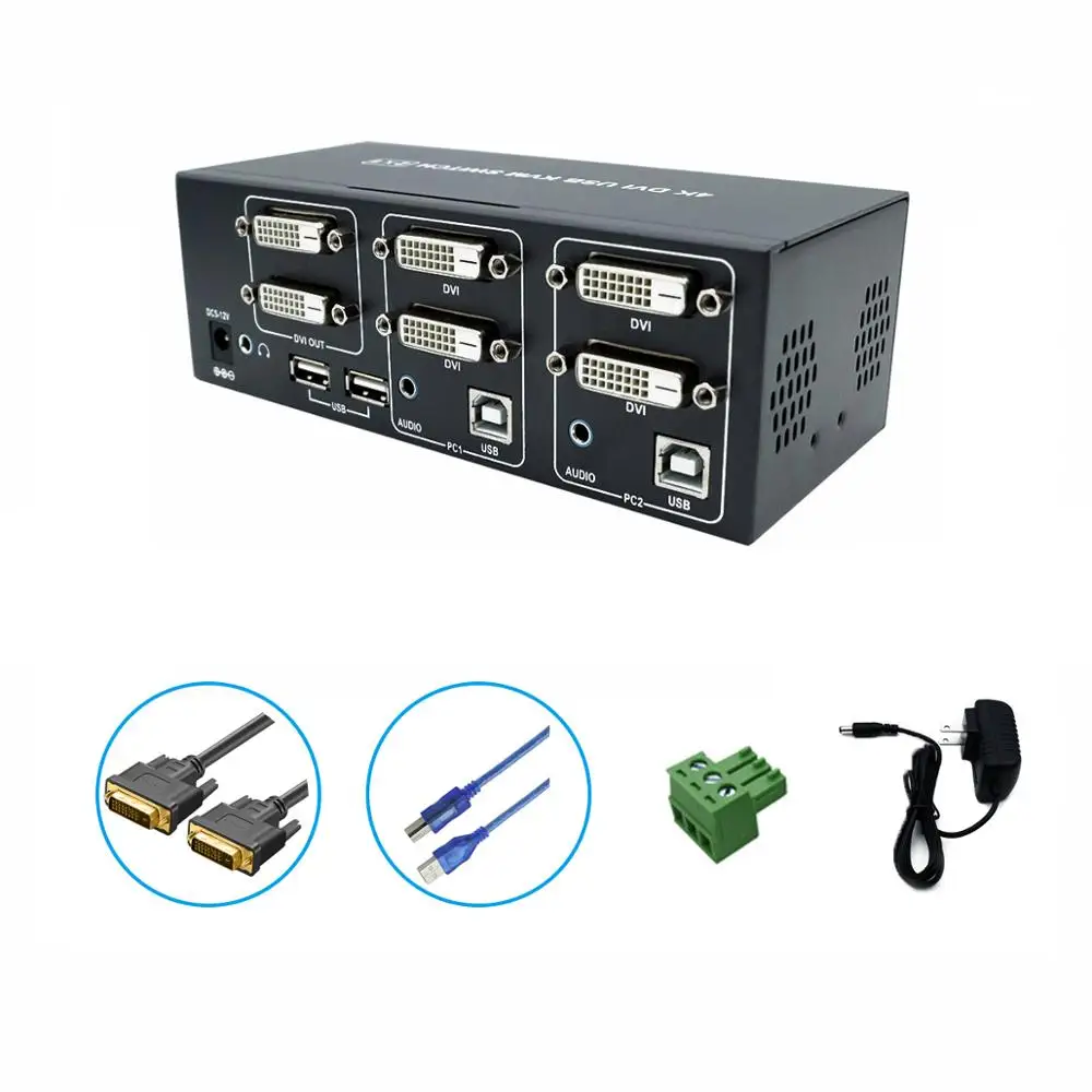 2X2 DVI KVM переключатель селектор подключение USB 2 0 мышь клавиатура для компьютеров