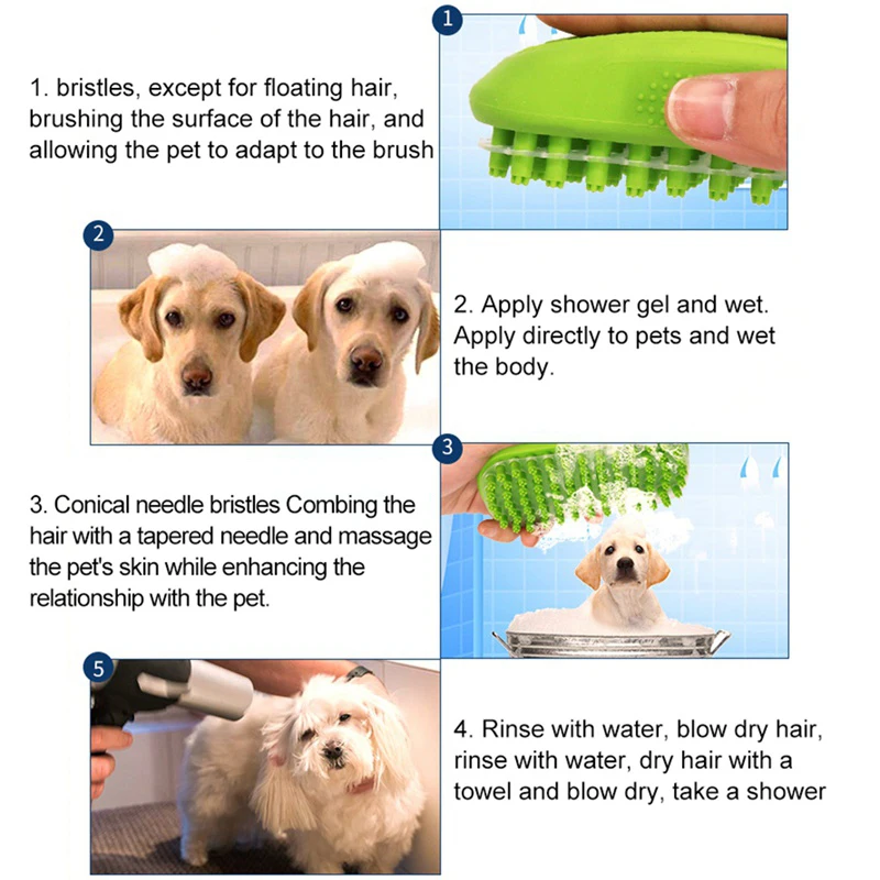 

Pet Bath Brush Grooming Comb For Shampooing And Massaging Dogs Bristles Gently Removes Dogs Loose Hair Fur Easy To Clean