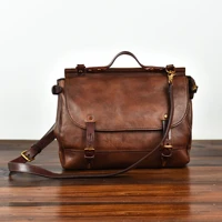 american retro handmade vegetable tanned leather shoulder messenger bag top cowhide fashion briefcase handbag