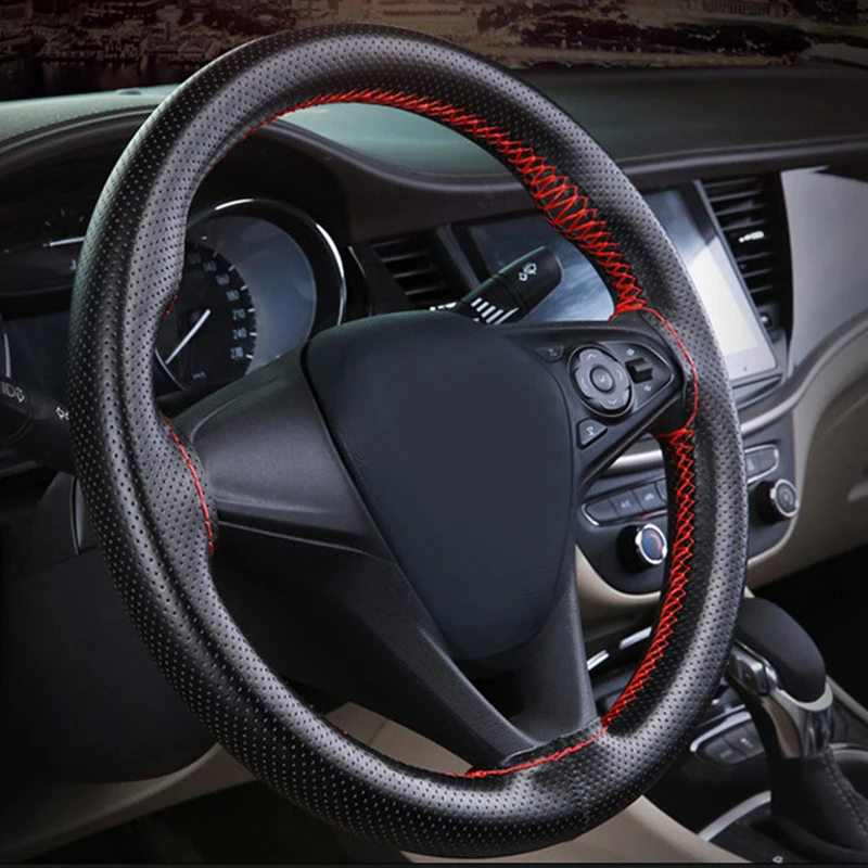 Кожаный Плетеный чехол на руль автомобильный аксессуары для салона автомобиля с