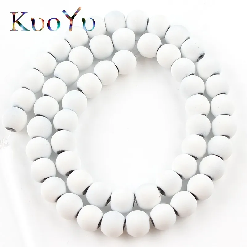 Белые с резиновой подошвой гематита каменные бусы круглые бусины для