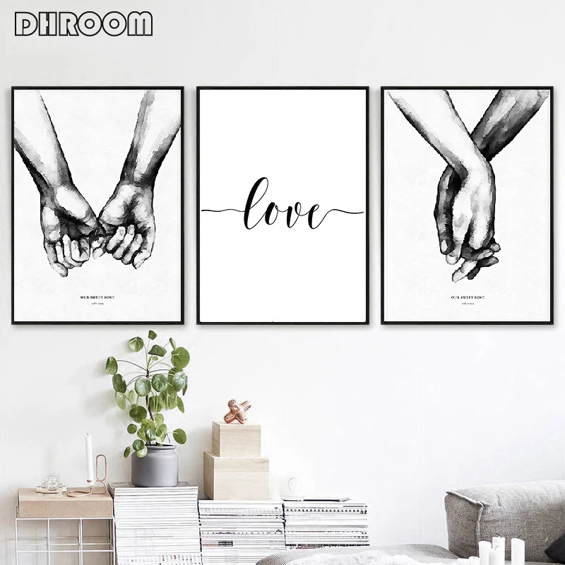

Nordic Back White Style Sweet Love Wall Art Canvas Poster Minimalist Print LOVE Quotes Painting Picture for Living Room Decor
