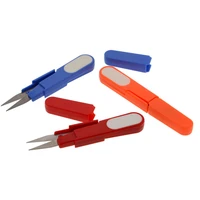 u shape sewing scissors handle safety cover plastic thread embroidery cross stitch cutter portable cutter mini spring scissors d