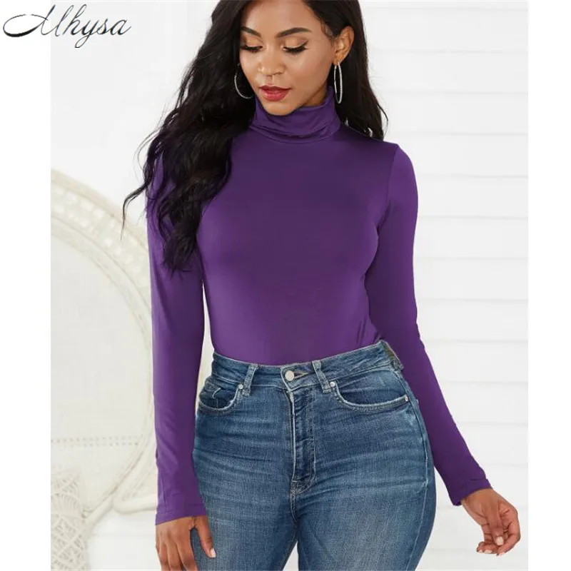 Mhysa Autumn Winter New Fashion Sexy women's sweater Bodysuits Women's Turtleneck Sweater body mujer Skinny jersey mujer