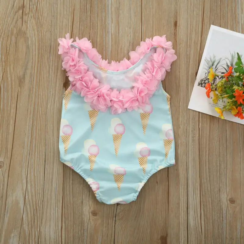 Toddler Kid Swimwear One Piece Printed Flower Bikini Swimsuit Baby Girl Swimming Bathing Costume Children Summer Swimsuits 1-5Y | Спорт и