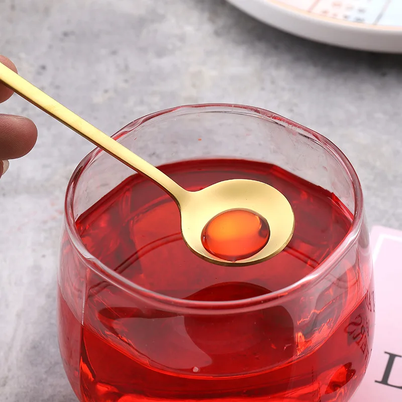 

304 Stainless Steel Spoon Tableware Creative Compact Round Coffee Stirring Dessert Spoon Titanium Honey Spoon with Souvenir