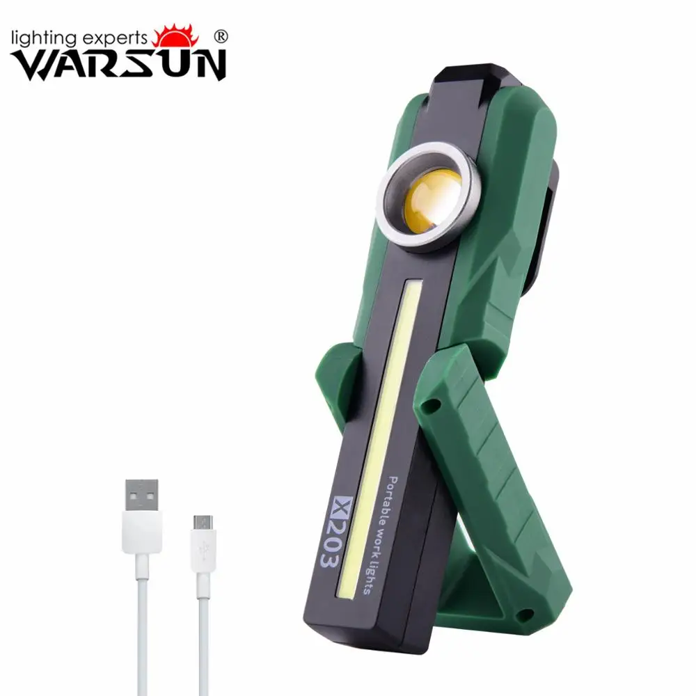

Warsun X203 Rechargable 180 Degrees Adjustable COB LED Car Repair Work Light With Hook,Pocket Clip and Battery Indicator