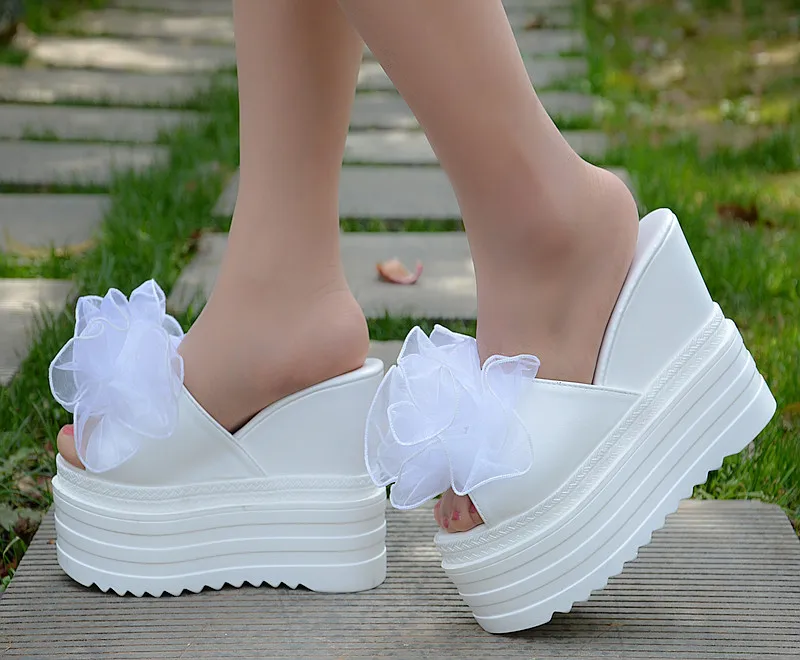 

13cm slippers women's wear-resistant thick-soled women's sandals Korean style wedge high heels non-slip platform