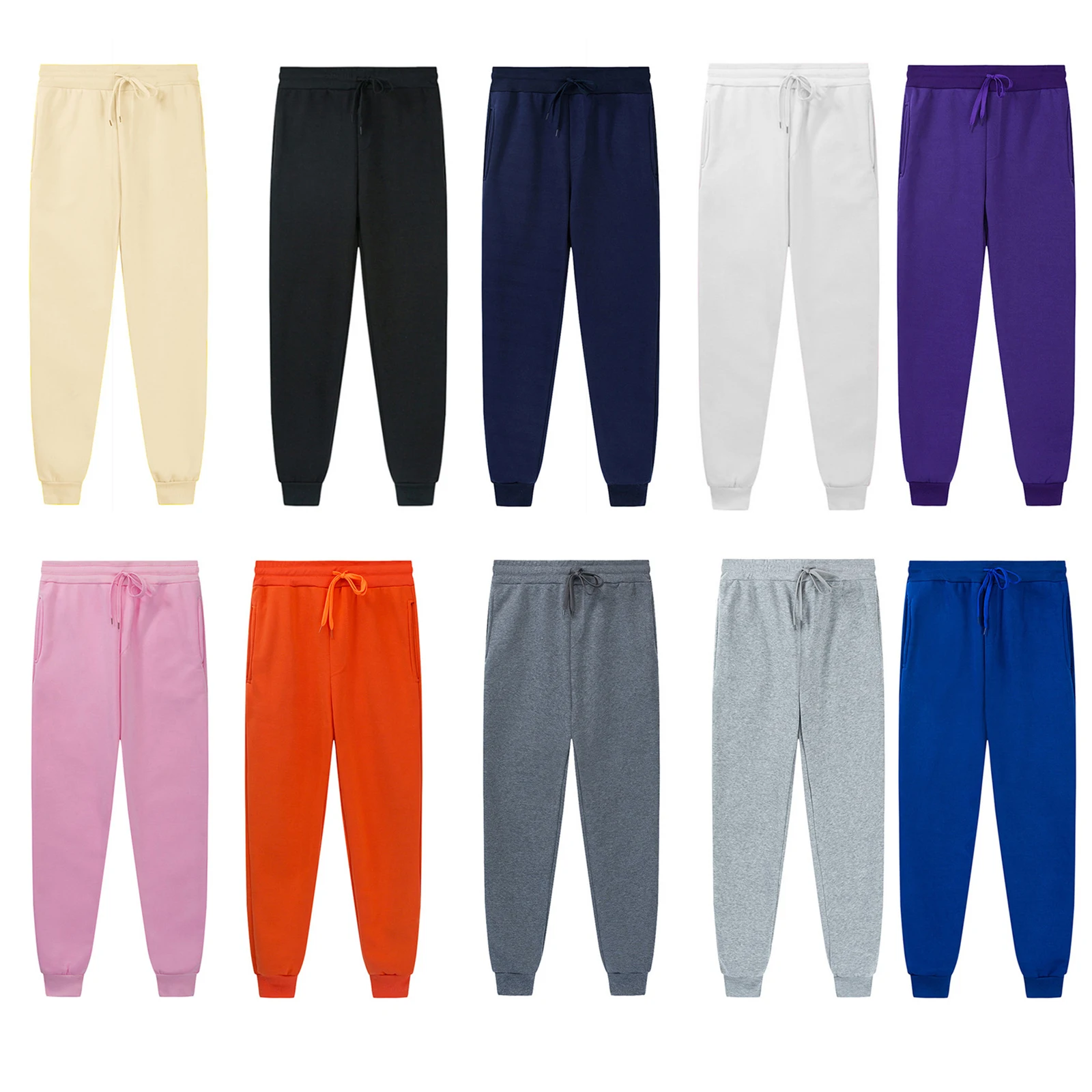 

10 Colors Newest Arrival Men Casual Solid Color Long Sweatpants Loose Fit Drawstring Waist Trousers with Pockets Outfits S-3XL
