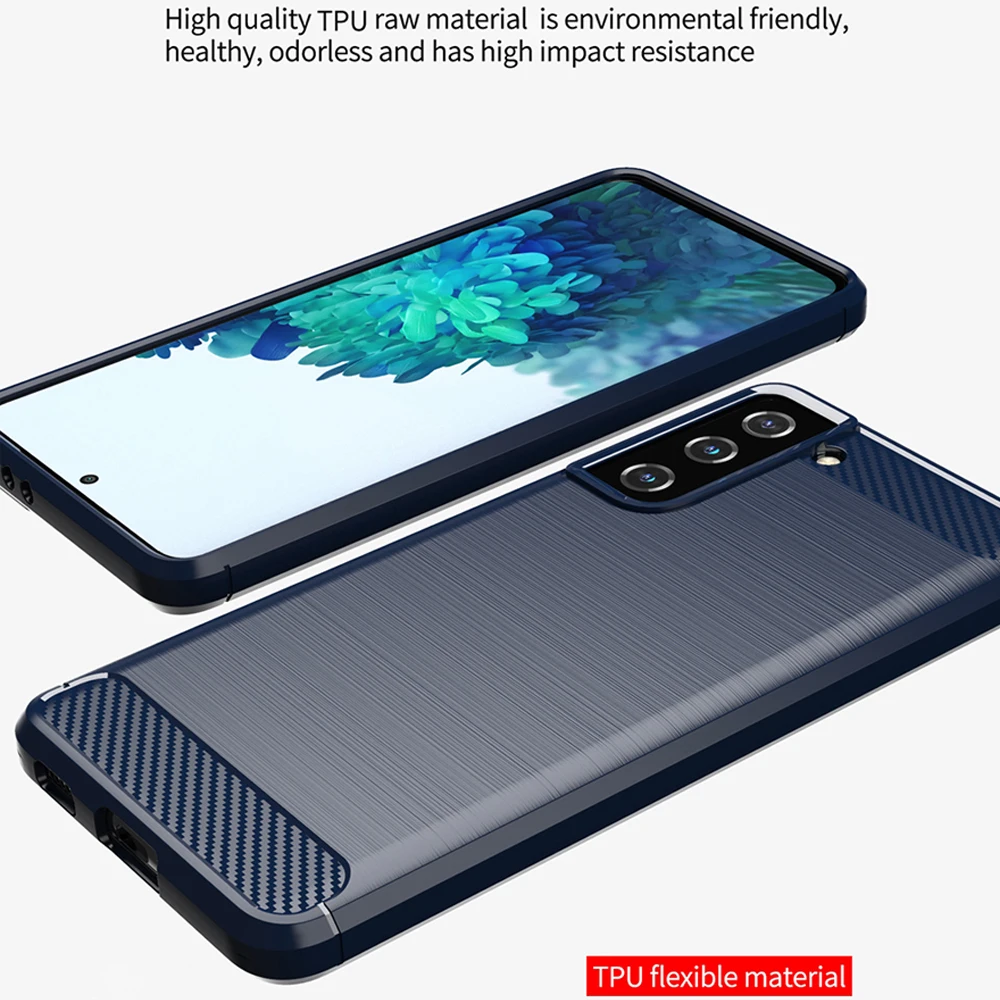 Противоударный силиконовый бампер из углеродного волокна для Samsung S21 S30 Plus S20 FE S10 S9
