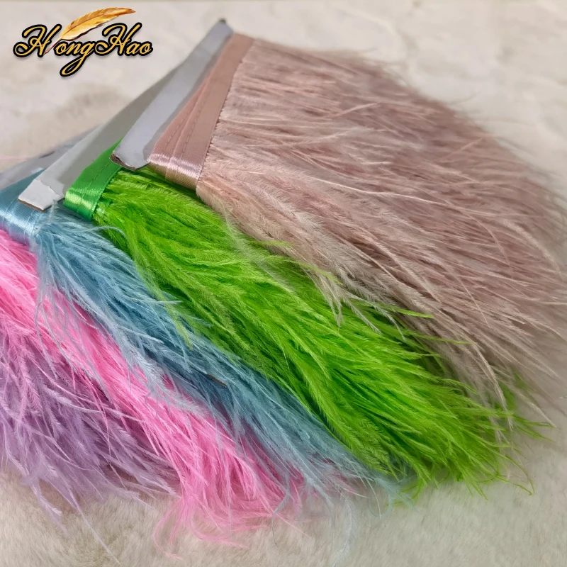 1 метр 8 10 см разноцветная лента из натурального обрезки страусовых перьев белого