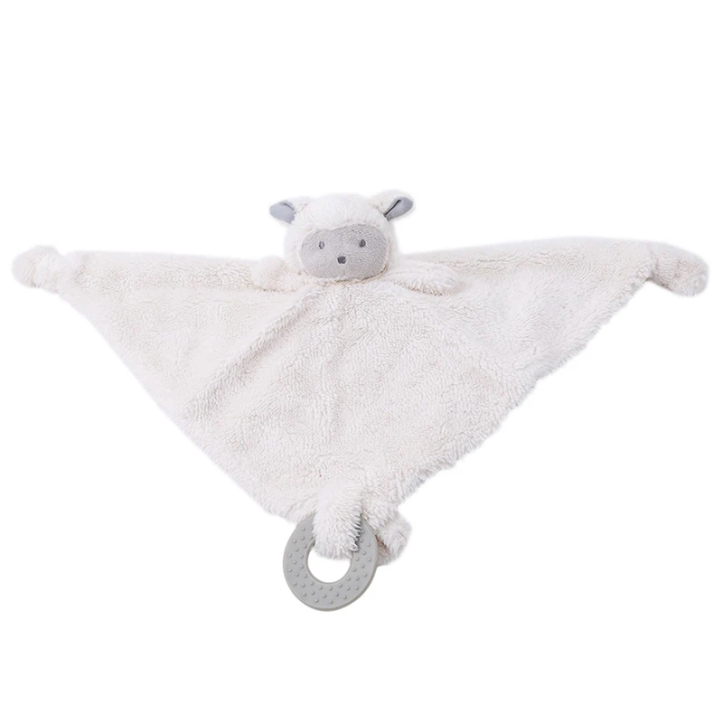 

Cute Sheep Infant Reassure Towel Child Blankie Kids Appease Towel Educational Plush Rattle Toy With Teether