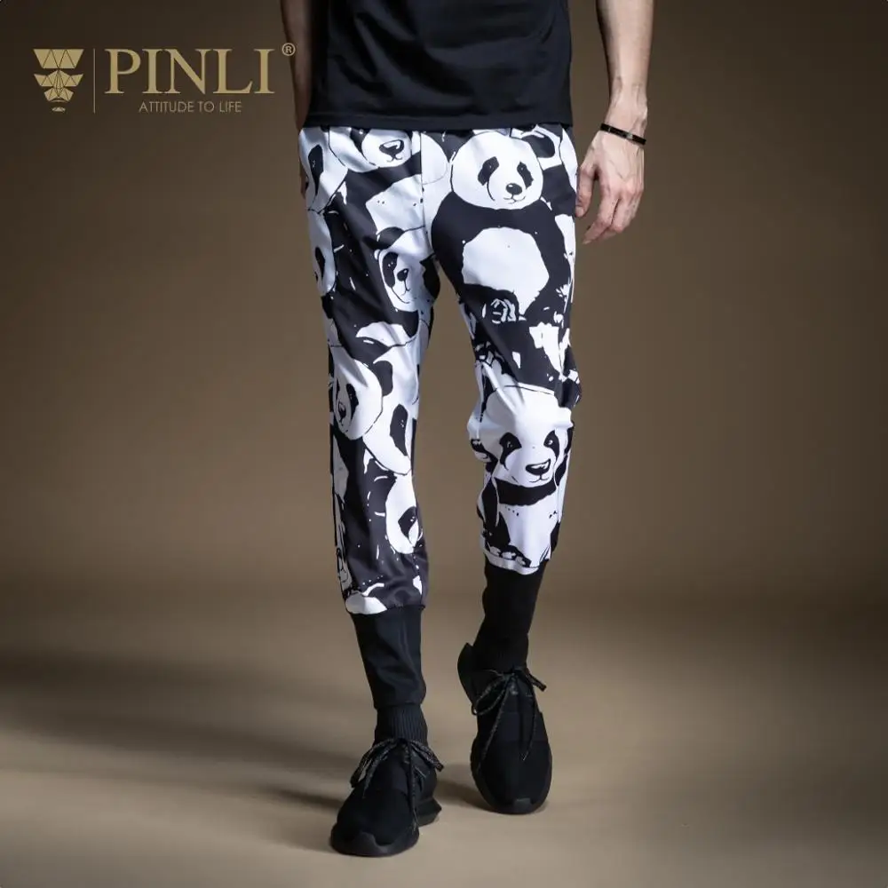 

Pinli 2020 Summer New Slim Panda Printed Pencil pants Elastic Splice rubber band Casual men ankle-length pants Hot B202317213