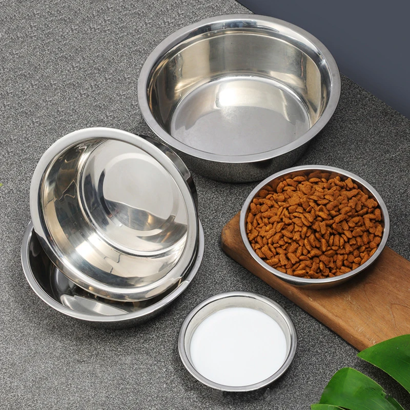 

Large Capacity Dog Bowl Stainless Steel Pet Feeding Bowl Cat and Dog Food Drinking Bowl Metal Feeding Bowl Durable and Cheap