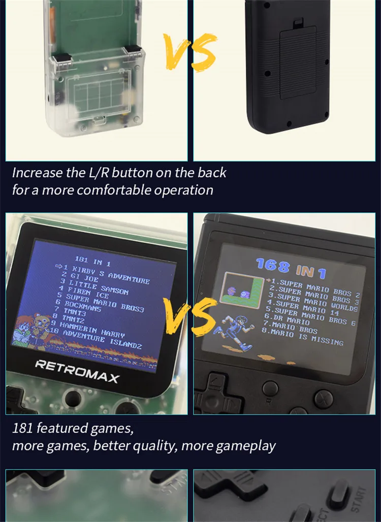 Данных лягушка Retromax мини портативная игровая консоль встроенный в 181 игр 8 бит 3,0 дюймов Портативный Ручной игровой подарок для детей