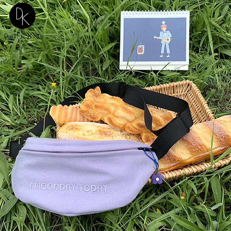 

Холщовая нагрудная сумка для женщин, повседневная дамская сумочка через плечо с вышивкой букв, с японским цветком и подвеской