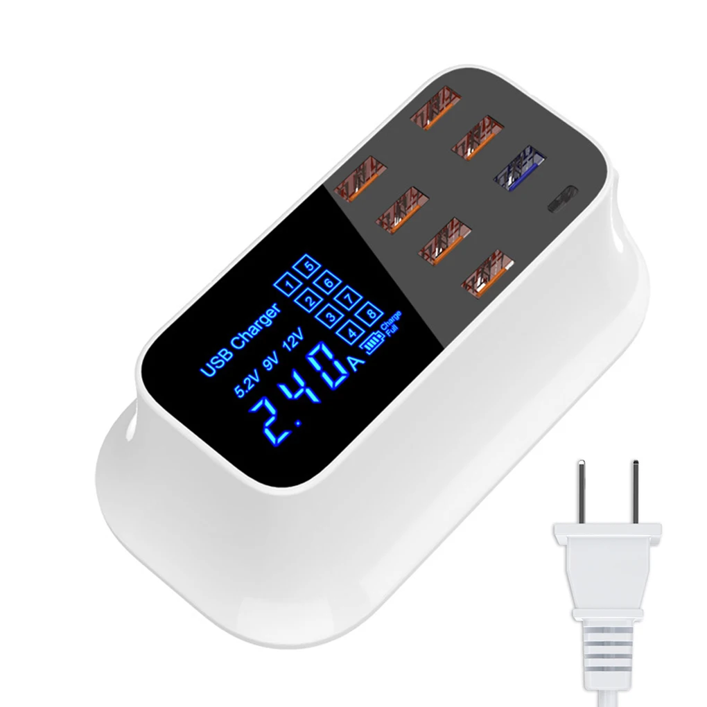 США С несколькими usb-портами зарядное устройство концентратор Quick Charge 3,0 8 портов настольное многоразъемное Зарядное устройство USB станция светодиодный дисплей Быстрая зарядка - Тип штекера: США