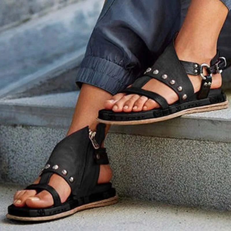 

Women's Sandals Bohemia Retro Style Woman Cross Strap Flats Ladies Open Toe Shoes Summer Female Comfortable Plus Size Footwear