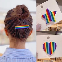acrylic girls rainbow hairpins korean stylish hair clips for women ins sweet barrettes headband girls hair accessories