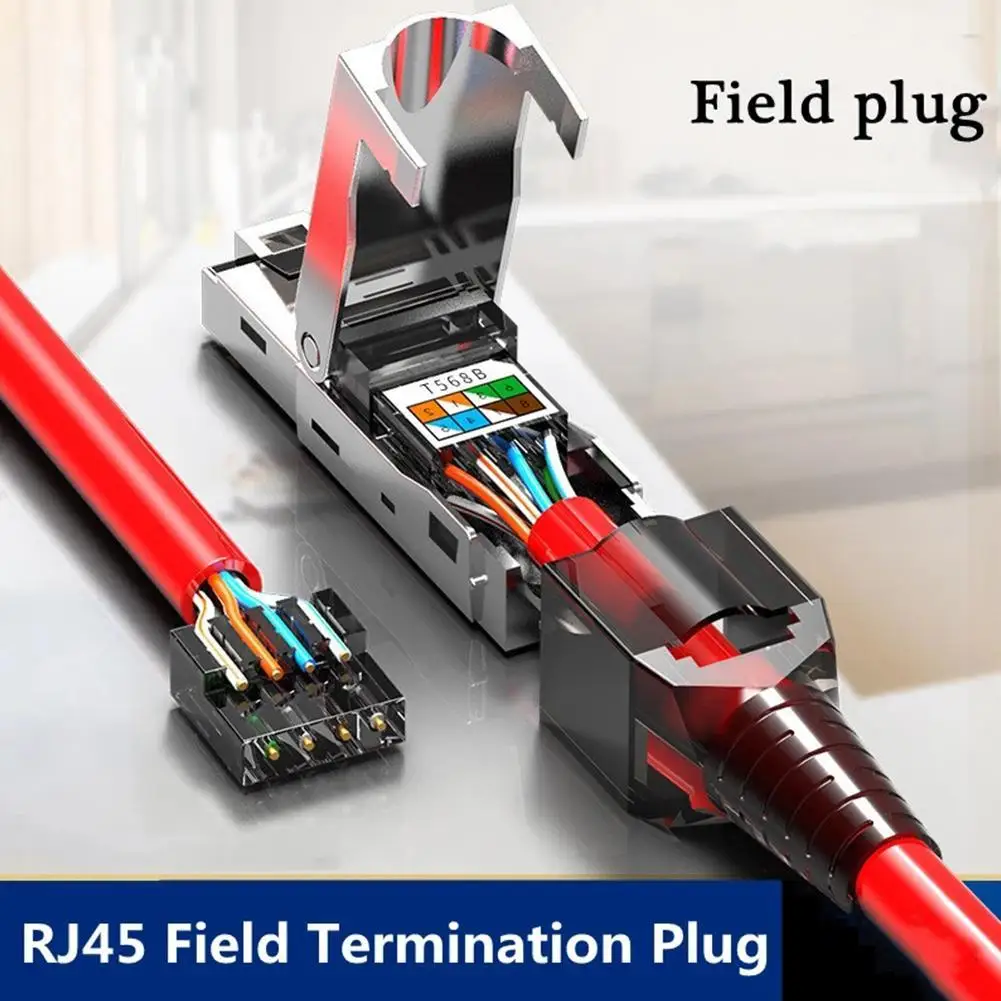 Защитный полевой разъем без инструментов RJ45 8P8C STP-разъем для клемм Cat6 Cat6A Cat7 23AWG