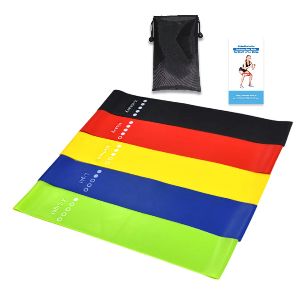 

5Pcs/Set Yoga Resistance Rubber Bands Fitness Equipment 0.35mm-1.1mm Pilates Sport Training Workout Elastic Bands