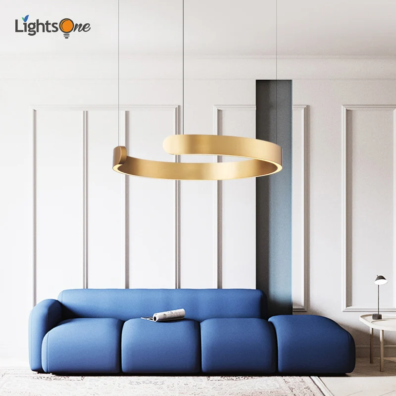 

Light luxury geometric design sense C shape creative living room dining room villa chandelier