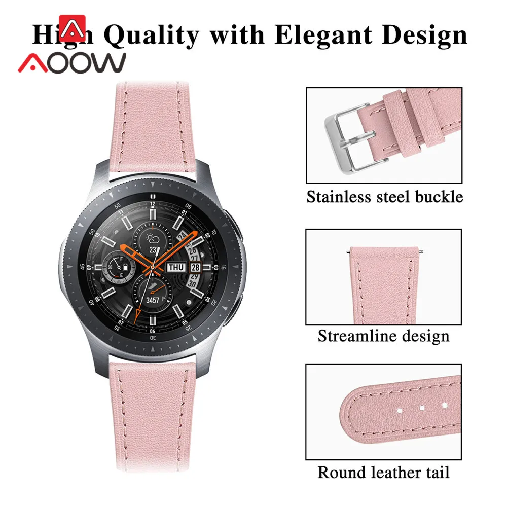 Ремешок из натуральной кожи для Samsung Galaxy Watch 46 мм Gear S3 Huawei GT браслет с цветочным