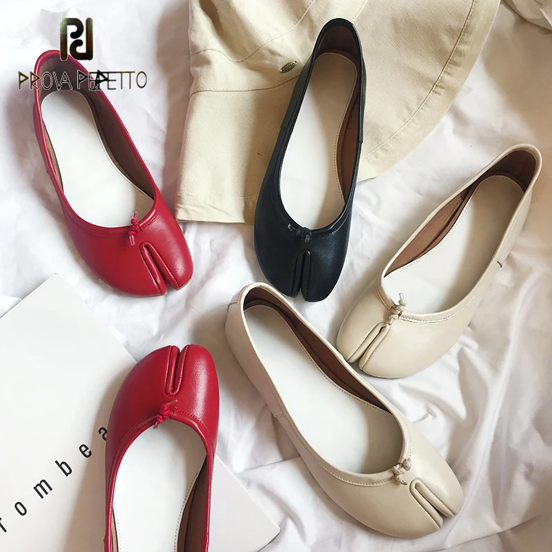

Spring Summer New All-leather TPR Soled Soft Flat Single Shoes Comfortable Personalized Shallow-mouth Split-toed Women's Shoes