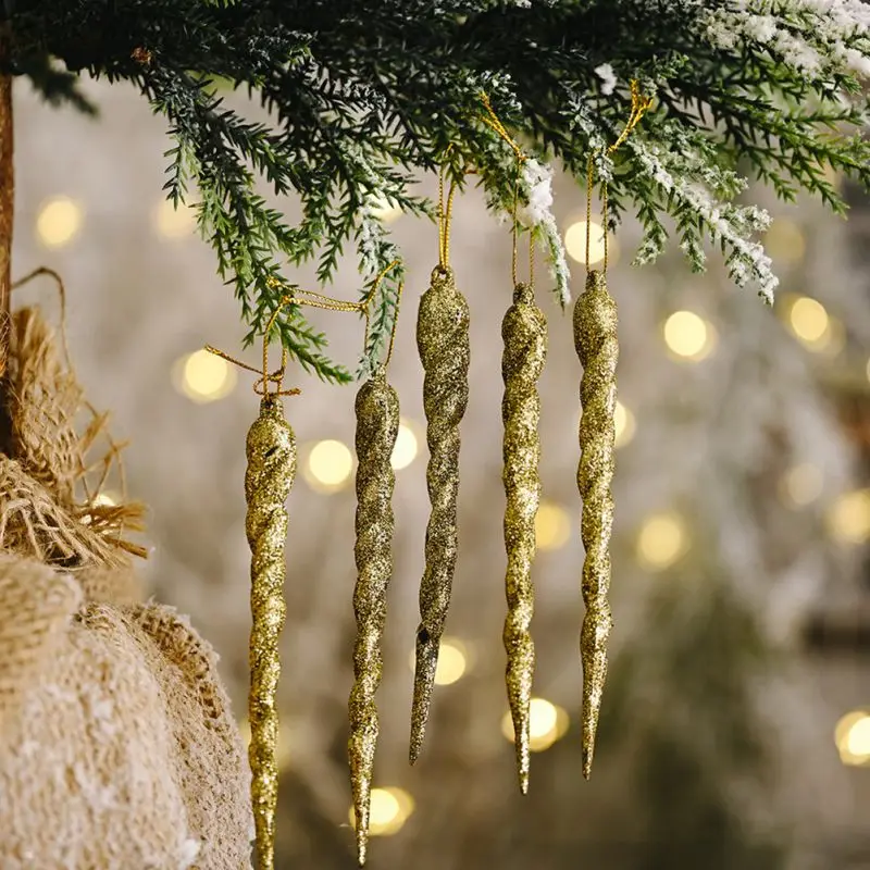 

5/12pcs Christmas Icicle Pendants Clear Hanging Icicles Ornaments For Christmas Holiday Tree Or Wedding Decoration