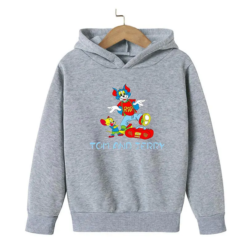 2021 The New Kids Tom Cat Hoodies Children Autumn Winter Sweatshirts Cartoon Girls Long Sleeve Pullover Jerry Boys Streetwear | Детская