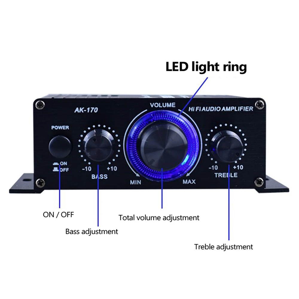 Мини усилитель мощности звука портативный звуковой динамик для автомобиля и