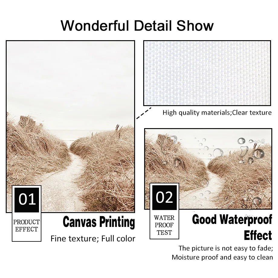 Пляжная трава тростник птица гора корова Картина на холсте скандинавские