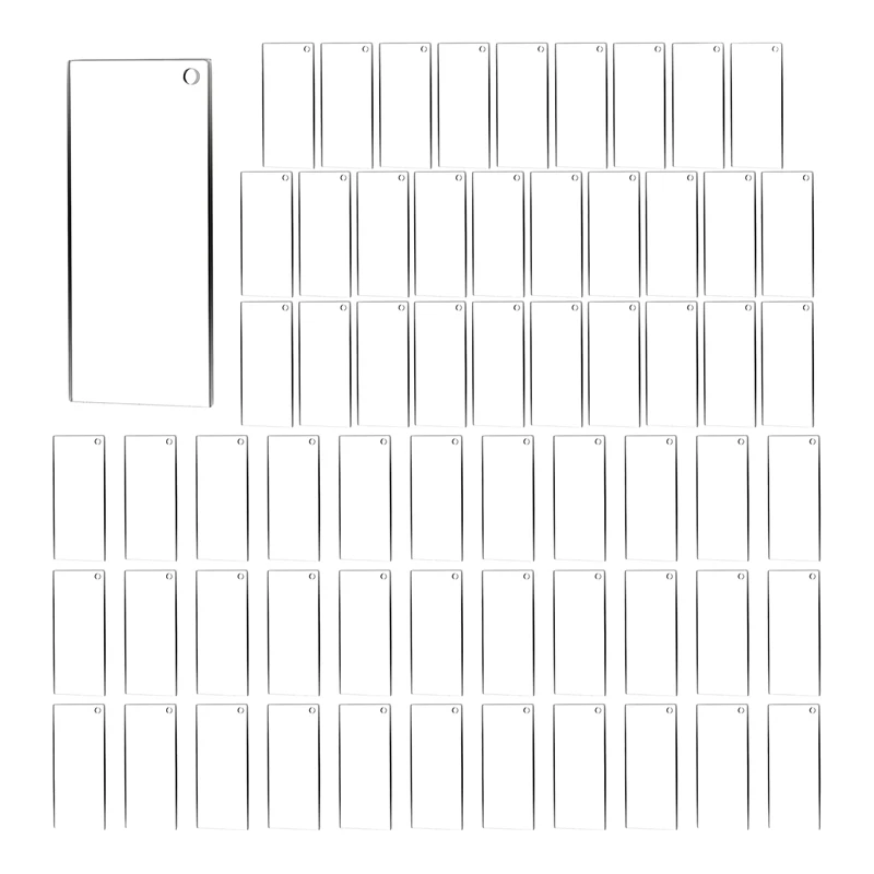 

150 Pcs Rectangle Acrylic Keychain Blanks 2Inch Clear Acrylic Discs Ornaments Transparent for DIY Keychain Craft Project