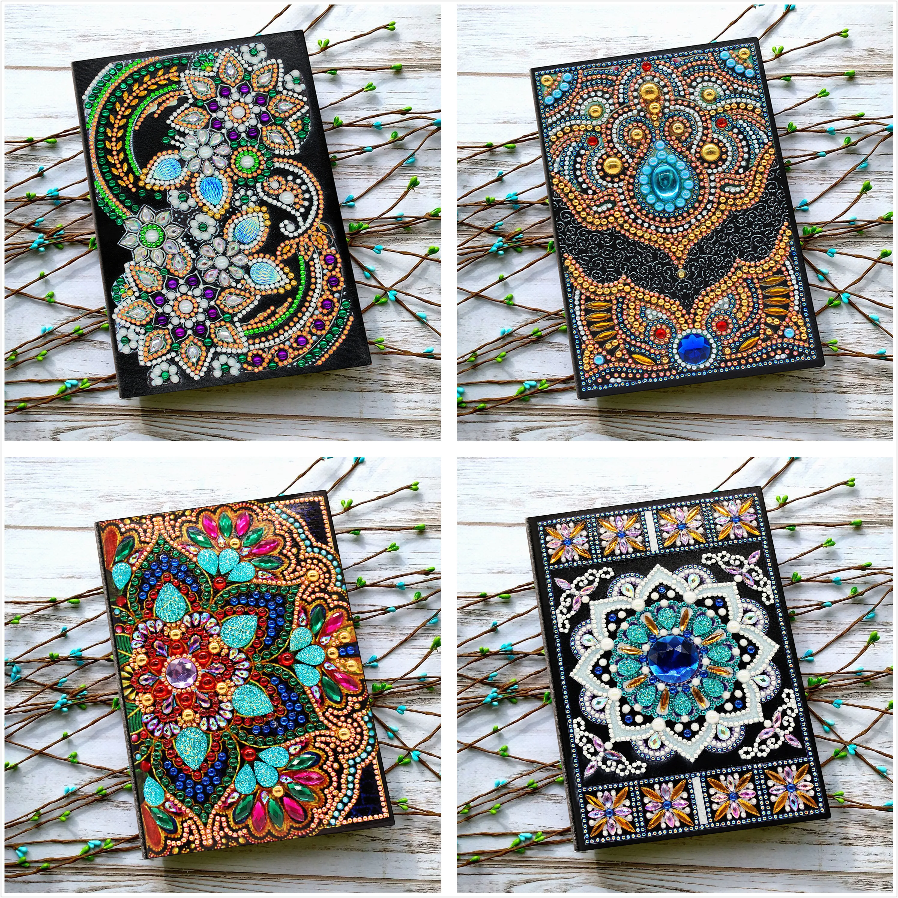 Shirliben 5D DIY алмазная живопись Блокнот Дневник Книга бабочка Павлин Единорог Мандала круглая Алмазная мозаика специальные стразы