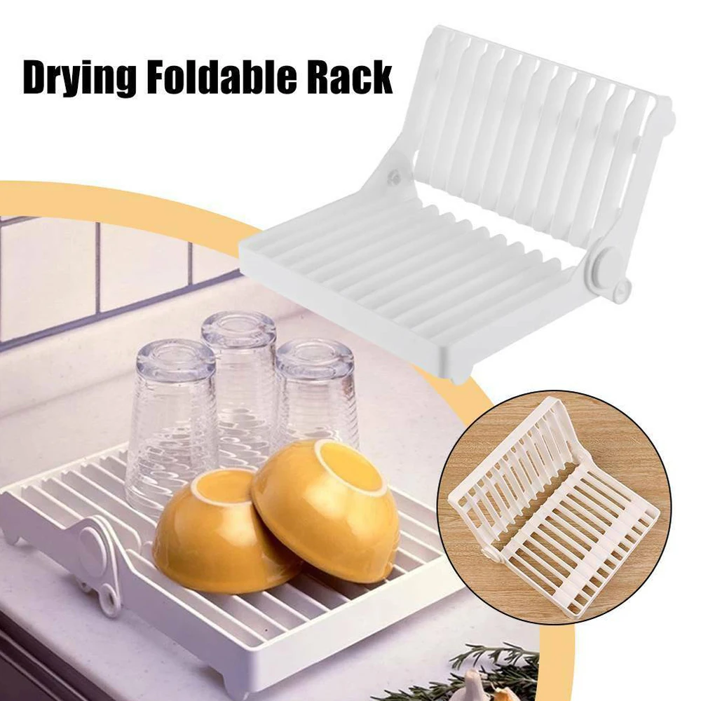 

Plastic Storage Holder Kitchen Items Fashion Style Foldable Dish Plate Drying Rack Drainer Accessories Kitchen Organizer White