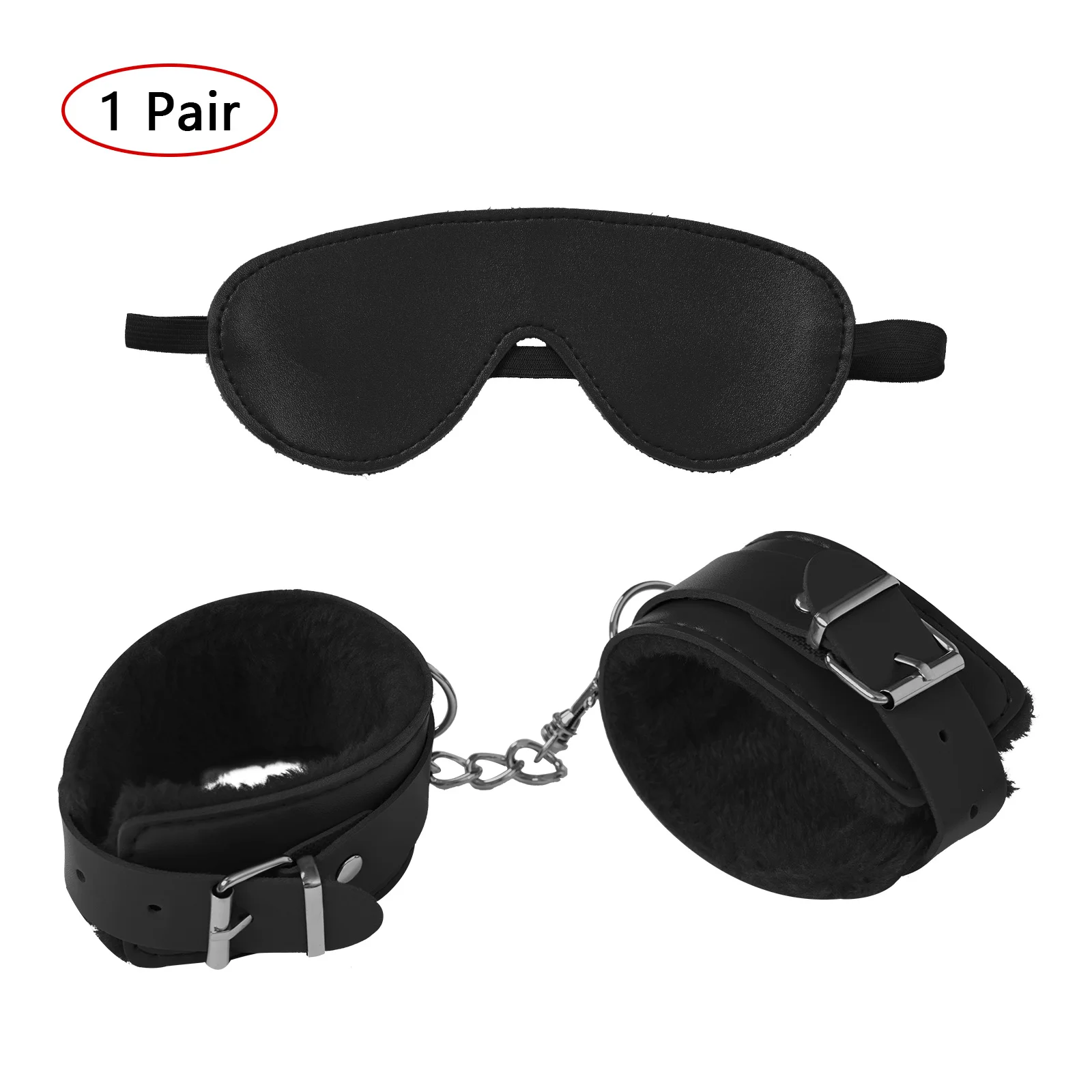 

Women Female Nightclub Cosplay Costumes Role Play Toys Accessories Sets Plush Wrist Cuffs With PU Leather Blindfold/Whip