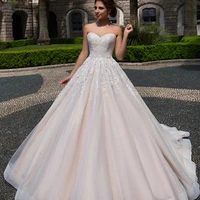 princess ball gown wedding dress for women robe de marie champagne sweetheart sleeveless with bow sashes appliques lace up back